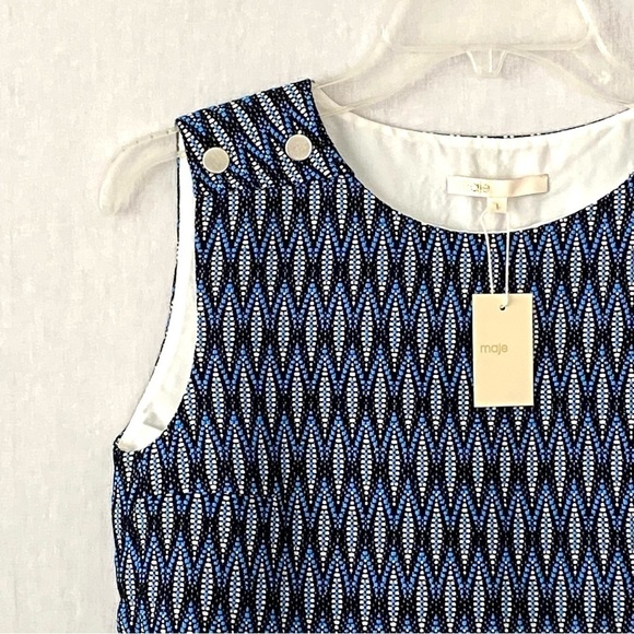 Maje Blue Loco Jacquard Sleeveless Top and Shorts 2 Pieces Set - Picture 4 of 16